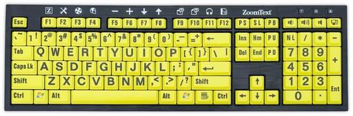 ZoomText Logic Tangentbord svart på gul